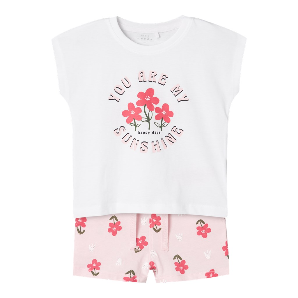 Completo T-Shirt e Pantaloncini Short Bambina 100% Co - 13228173bianco