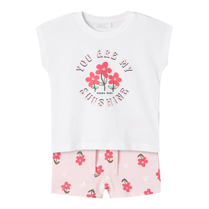 Completo T-Shirt e Pantaloncini Short Bambina 100% Co - 13228173bianco