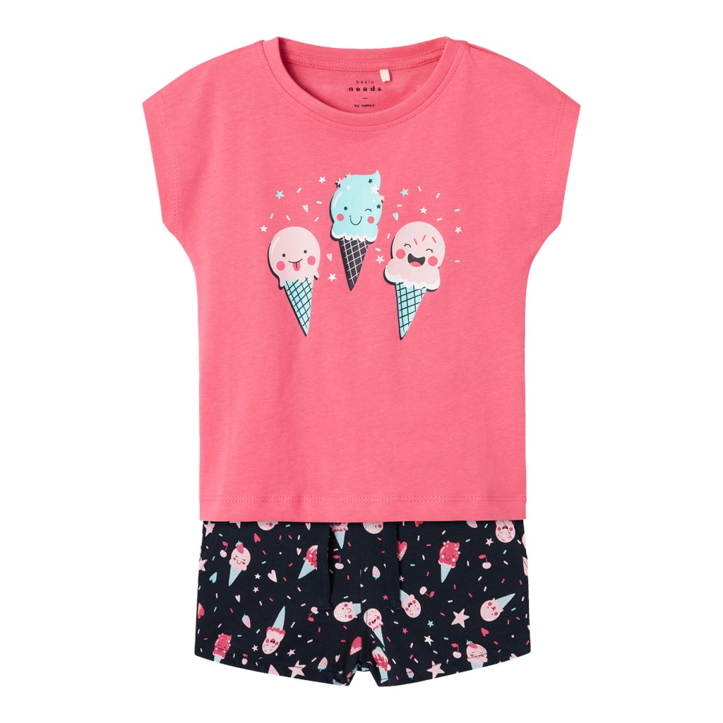 Completo T-Shirt e Pantaloncini Short Bambina 100% Co - 13228173rosa