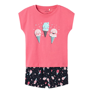 Completo T-Shirt e Pantaloncini Short Bambina 100% Co - 13228173rosa