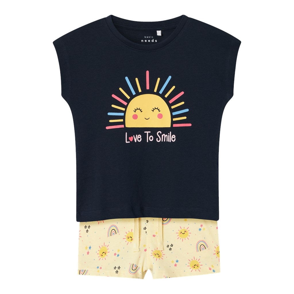 Completo T-Shirt e Pantaloncini Short Bambina 100% Co - 13228173blu
