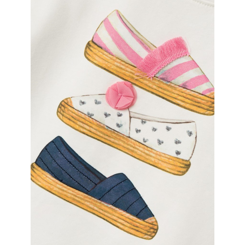 T-Shirt M.c. Stampa con Applicazioni Maglietta Bambina 100%co - 13228581bianco