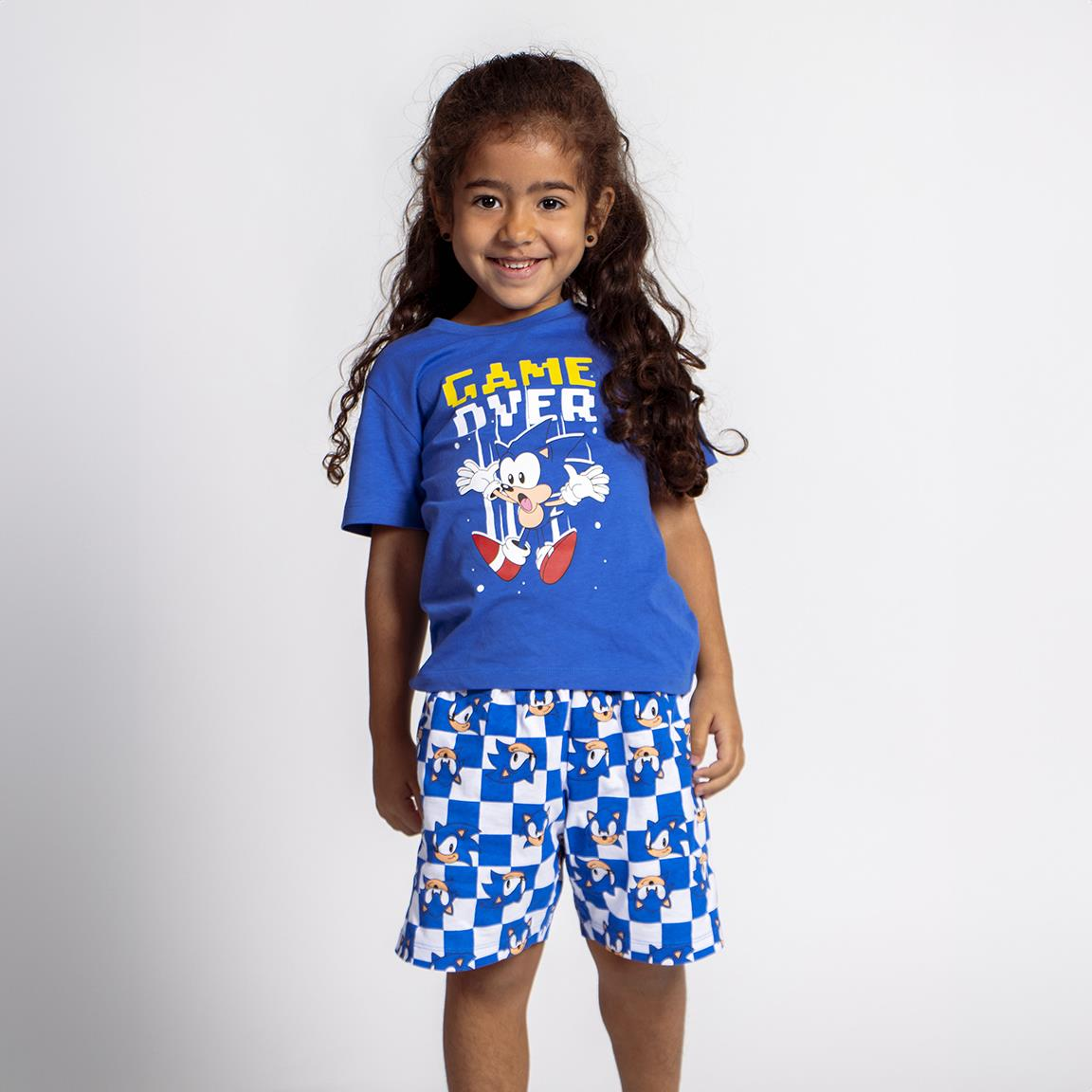 Pigiama Estivo Sonic T-Shirt Short 100% Cotone per Bambini- 2063