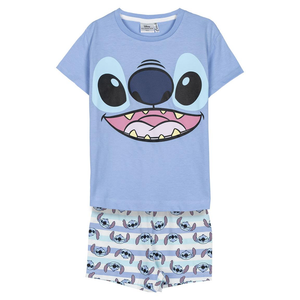 Pigiama Estivo Stitch DISNEY T-Shirt Shors in Cotone Bambini - 2064