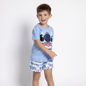Pigiama Estivo Stitch DISNEY T-Shirt Shors in Cotone Bambini - 2064