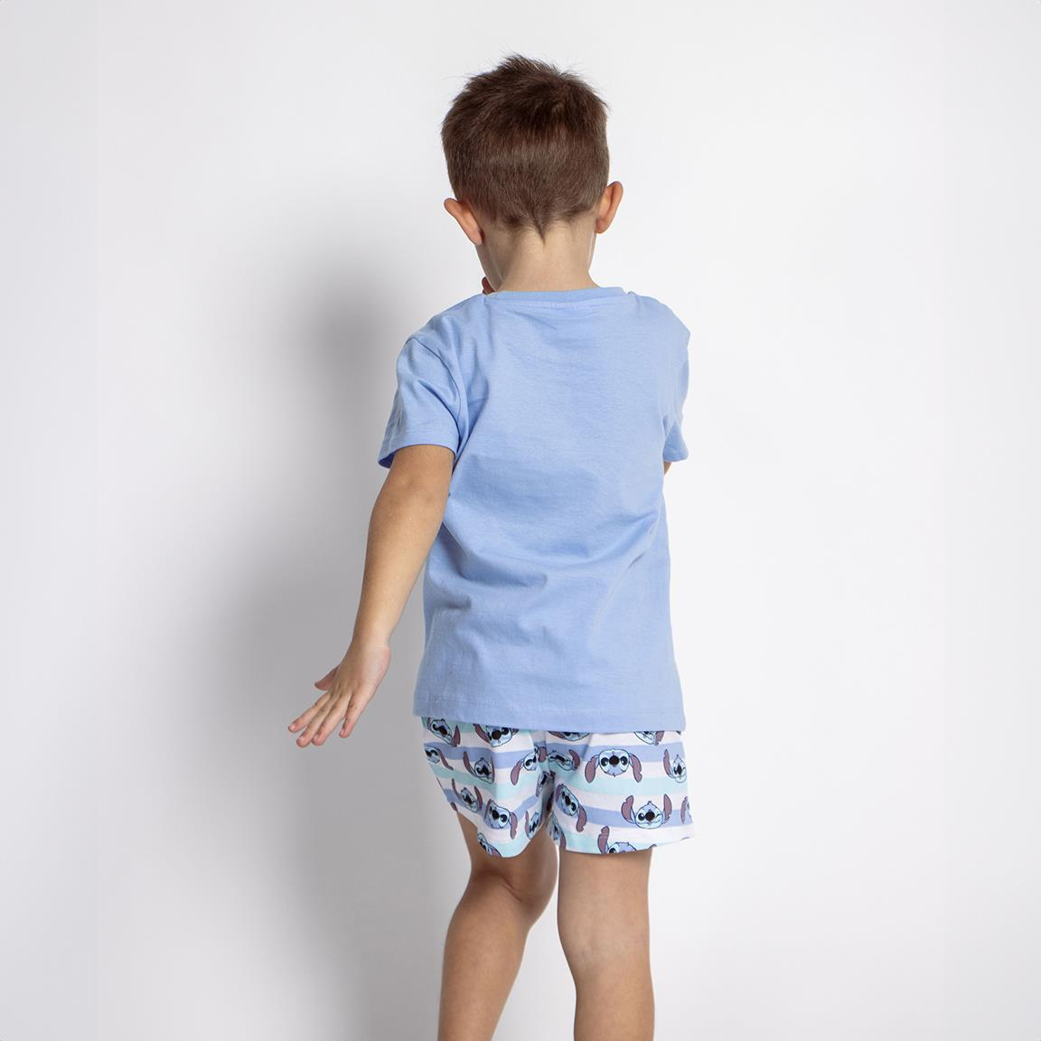 Pigiama Estivo Stitch DISNEY T-Shirt Shors in Cotone Bambini - 2064
