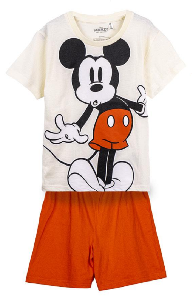 Pigiama Estivo Topolino DISNEY T-Shirt Short 100% Cotone per Bambini- 1329bianco