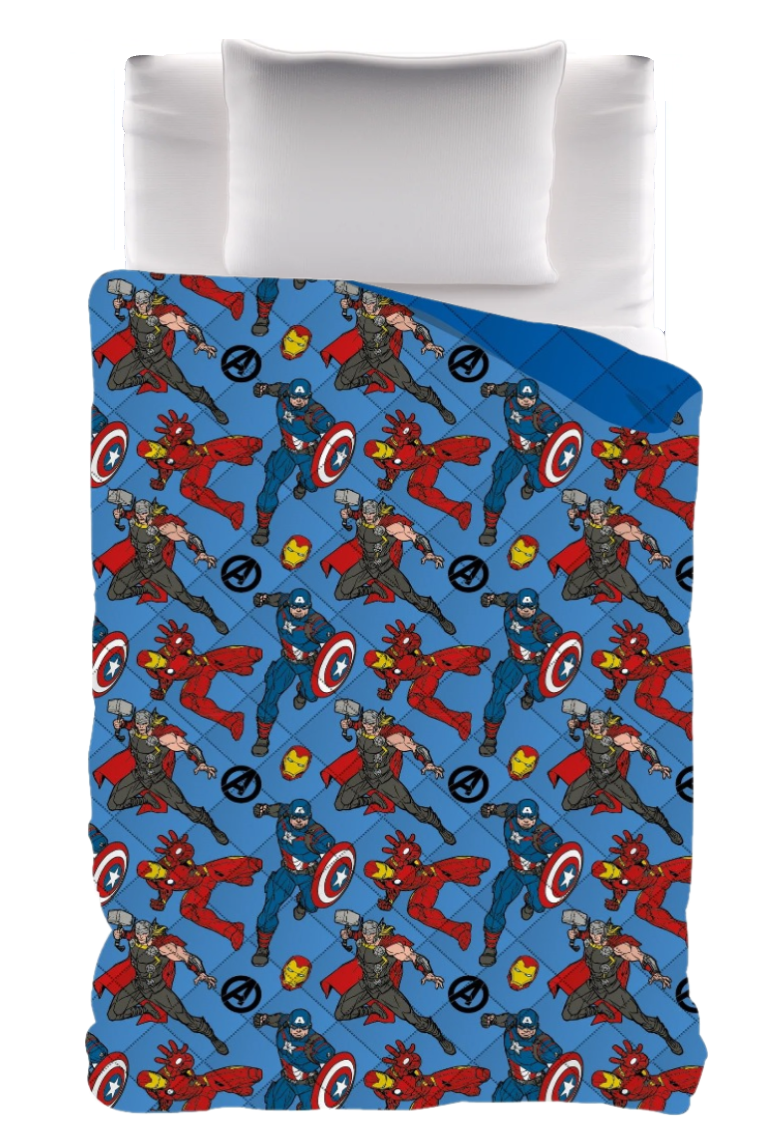 Trapuntino Avengers MARVEL Coperta Copriletto Trapuntato 100 Gsm Letto Singolo 170x250 CM - Ave-1366