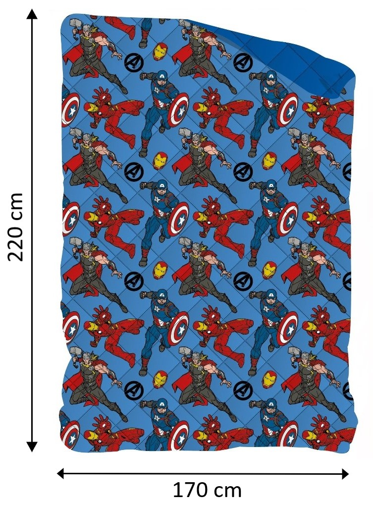 Trapuntino Avengers MARVEL Coperta Copriletto Trapuntato 100 Gsm Letto Singolo 170x250 CM - Ave-1366