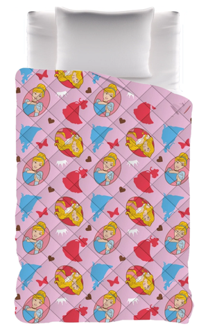 Trapuntino Principesse DISNEY Coperta Copriletto Trapuntato 100 Gsm Letto Singolo 170x250 CM - Pri-1376