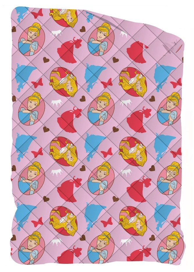 Trapuntino Principesse DISNEY Coperta Copriletto Trapuntato 100 Gsm Letto Singolo 170x250 CM - Pri-1376