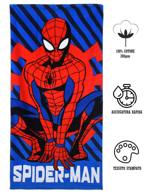 Telo Mare Spiderman MARVEL Asciugamano per Bambini in Cotone CM 140x70 - Ex1976