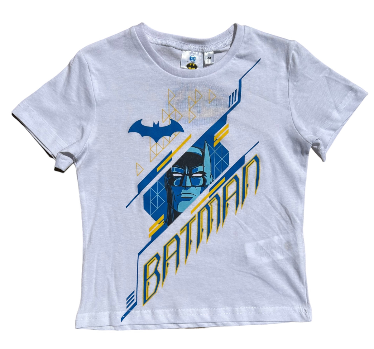 T-Shirt M.c. Batman Maglietta Bambino 100% Cotone - Ex1288bianco