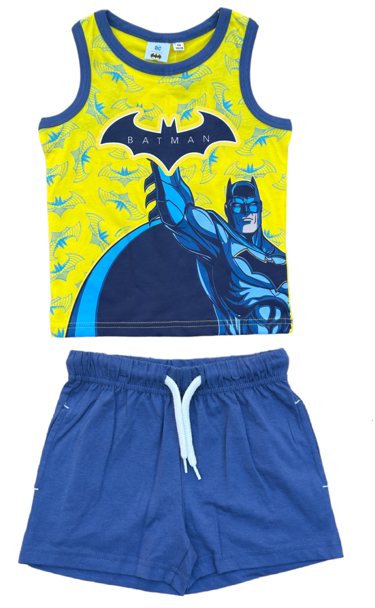 Completo Short + Canotta Batman Bambino 100% Cotone - Ex1070giallo