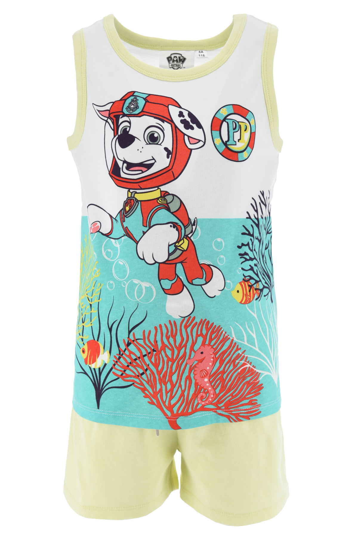 Completo Short + Canotta Paw Patrol Bambino 100% Cotone - Ex1072giallo