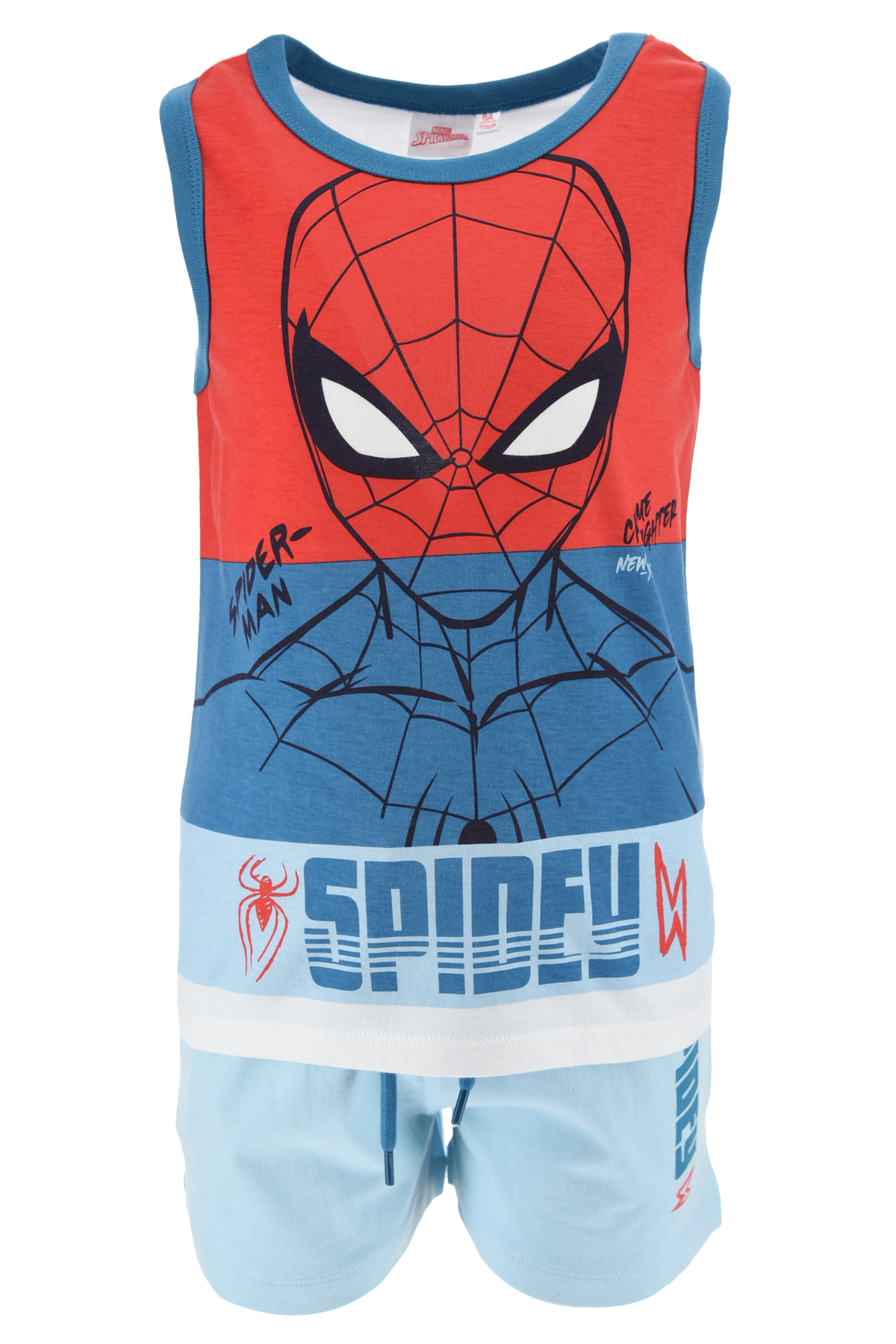 Completo Short + Canotta Spiderman MARVEL Bambino 100% Cotone - Ex1073celeste