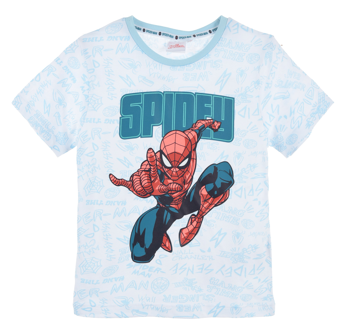 T-Shirt M.c. Spiderman MARVEL Maglietta Bambino 100% Cotone - Ex1182azzurro