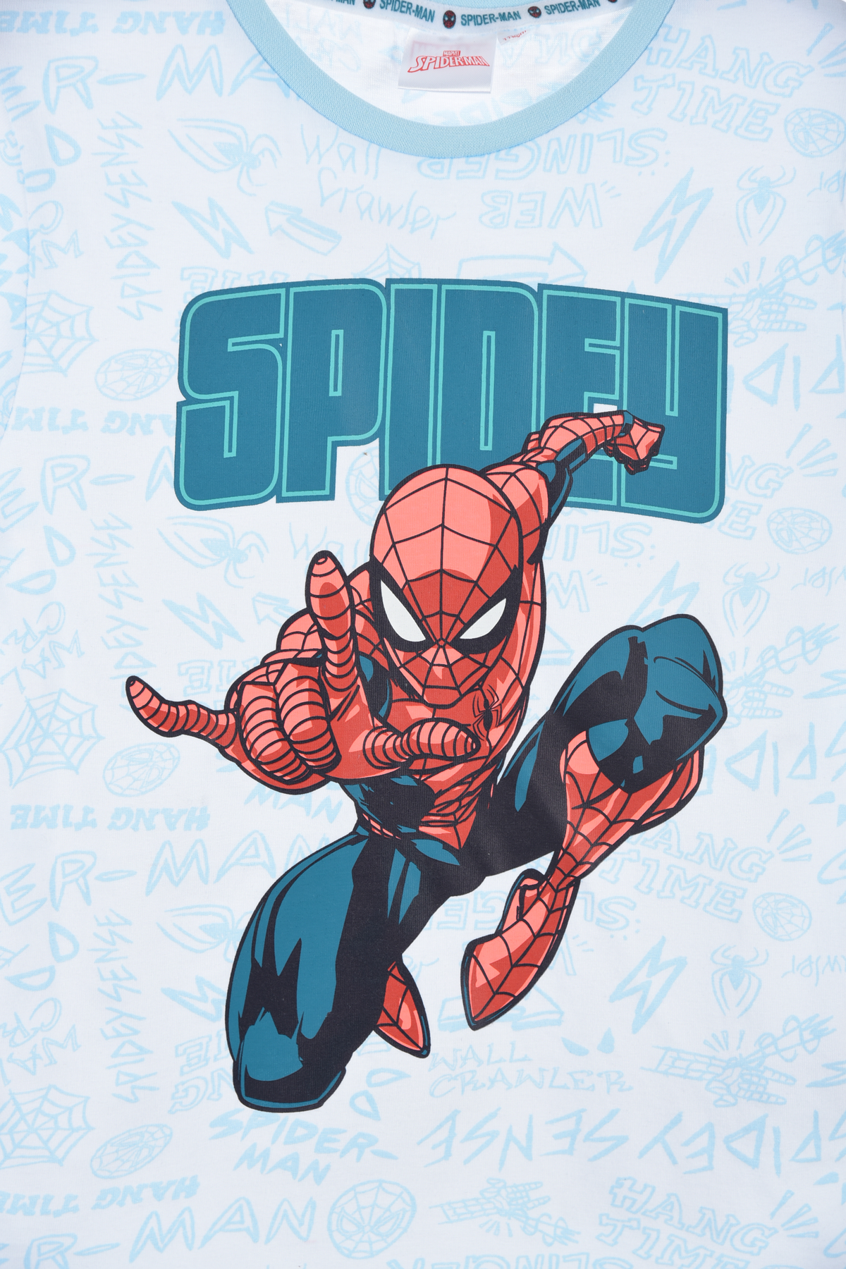 T-Shirt M.c. Spiderman MARVEL Maglietta Bambino 100% Cotone - Ex1182azzurro