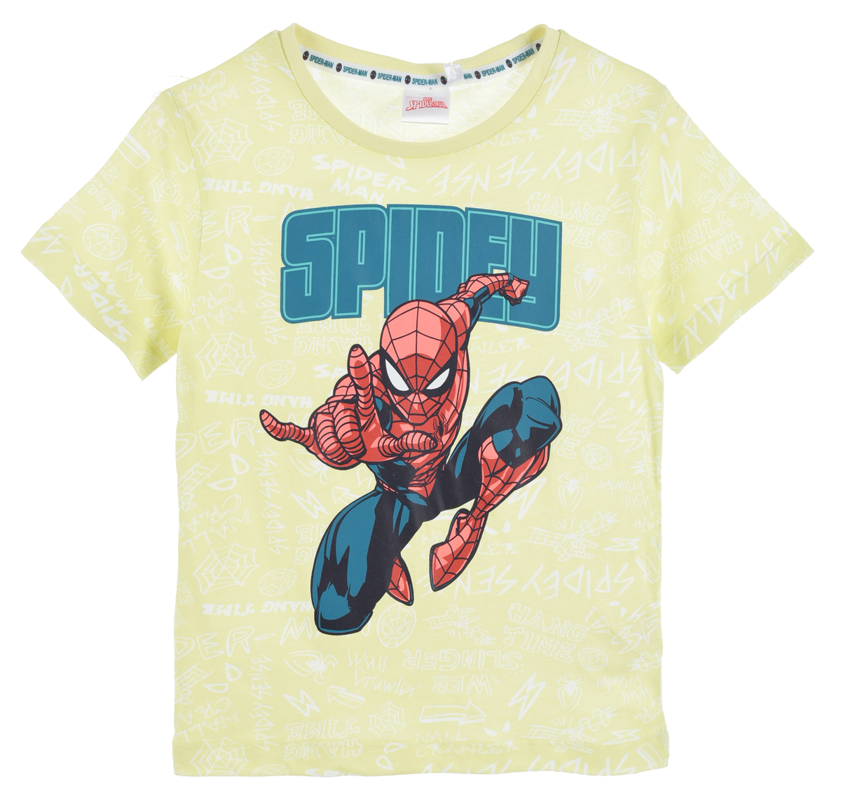 T-Shirt M.c. Spiderman MARVEL Maglietta Bambino 100% Cotone - Ex1182giallo
