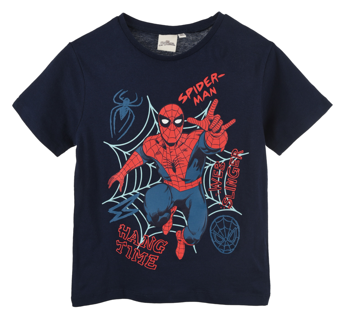 T-Shirt M.c. Spiderman MARVEL Maglietta Bambino 100% Cotone - Ex1189bioblu
