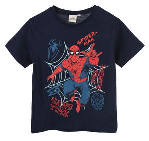 T-Shirt M.c. Spiderman MARVEL Maglietta Bambino 100% Cotone - Ex1189bioblu