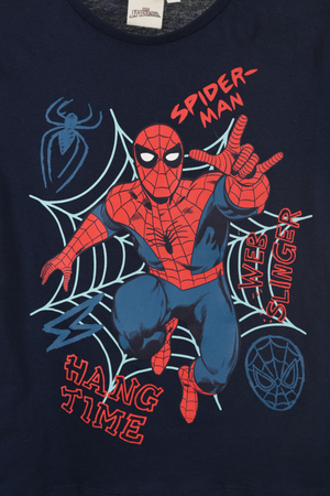 T-Shirt M.c. Spiderman MARVEL Maglietta Bambino 100% Cotone - Ex1189bioblu