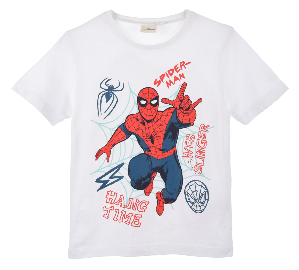 T-Shirt M.c. Spiderman MARVEL Maglietta Bambino 100% Cotone - Ex1189biobianco
