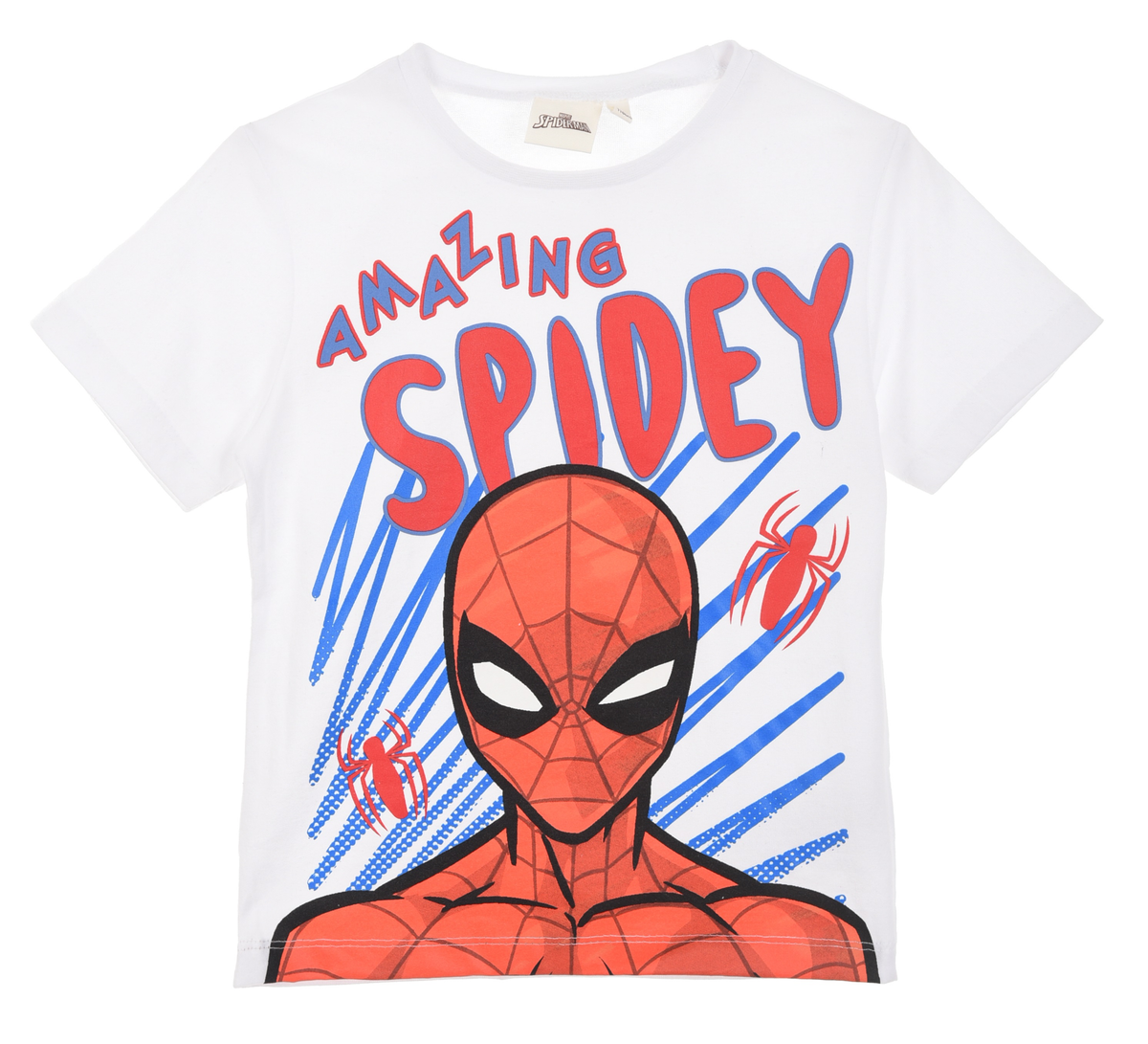T-Shirt M.c. Spiderman MARVEL Maglietta Bambino 60% Co 40% Pl Reciclato - Ex1268.recbianco