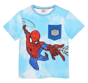 T-Shirt M.c. Spiderman MARVEL Maglietta Bambino 100% Cotone - Ex1184azzurro