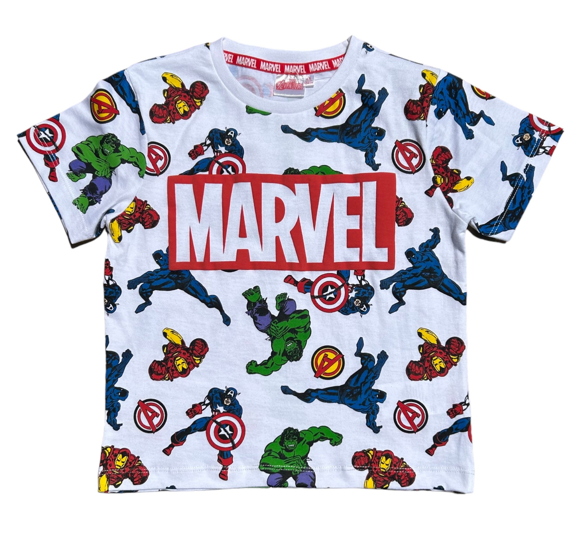 T-Shirt M.c. Avengers MARVEL Maglietta Bambino 100% Cotone - Ex1224bianco