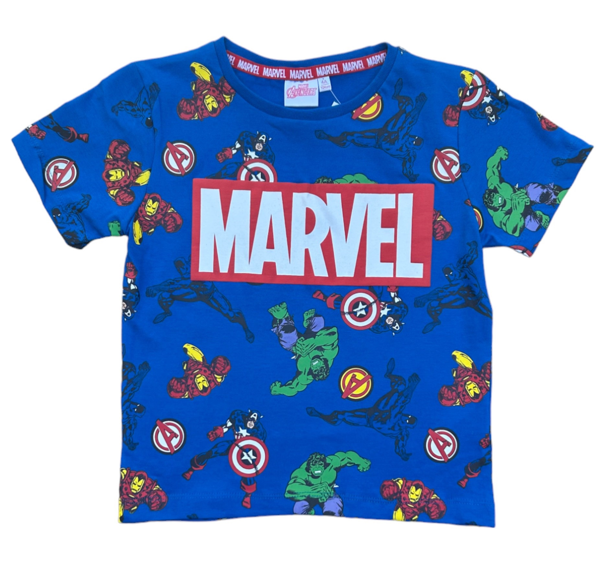 T-Shirt M.c. Avengers MARVEL Maglietta Bambino 100% Cotone - Ex1224blu