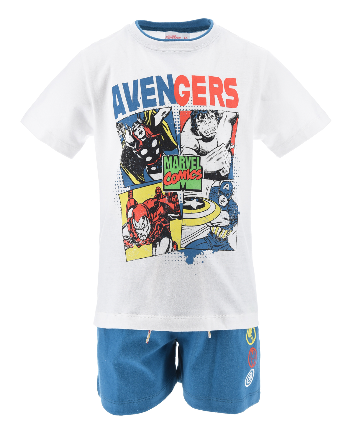Completo Short + T-Shirt Avengers MARVEL Bambino 100% Cotone - Ex1033bianco