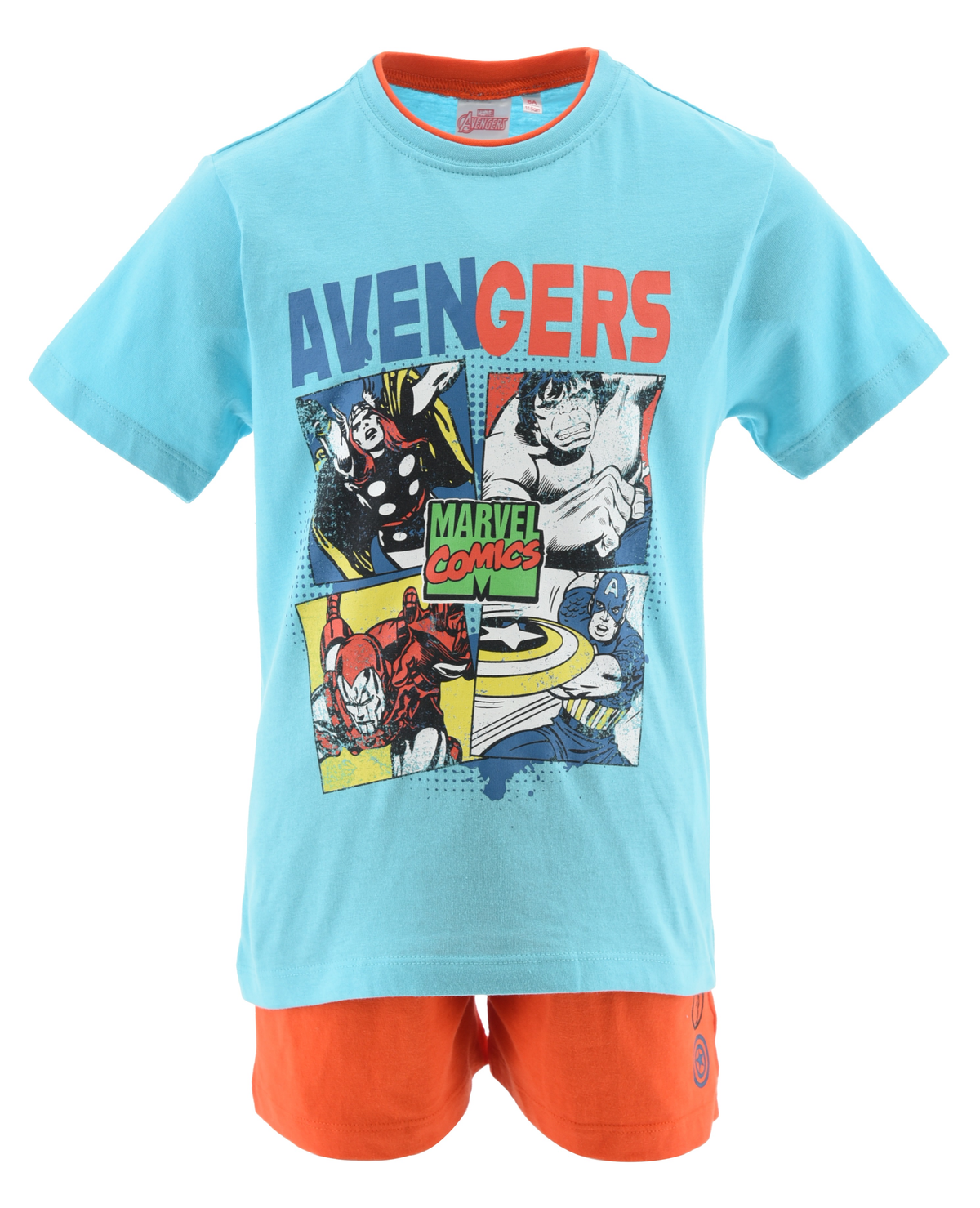 Completo Short + T-Shirt Avengers MARVEL Bambino 100% Cotone - Ex1033celeste