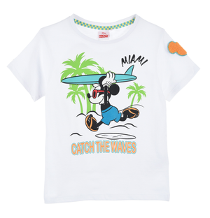 T-Shirt M.c. Topolino DISNEY Maglietta Bambino 100% Cotone - Ex1171bianco