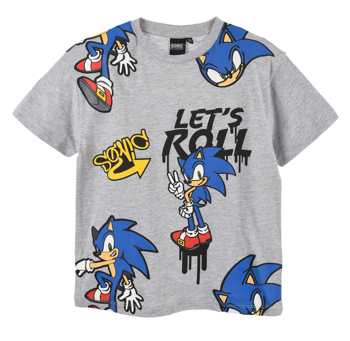 T-Shirt M.c. Sonic Maglietta Bambino 100% Cotone - Ex1164grigio