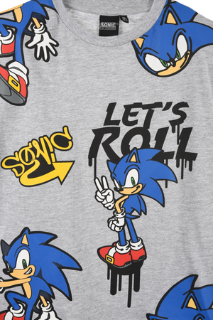 T-Shirt M.c. Sonic Maglietta Bambino 100% Cotone - Ex1164grigio