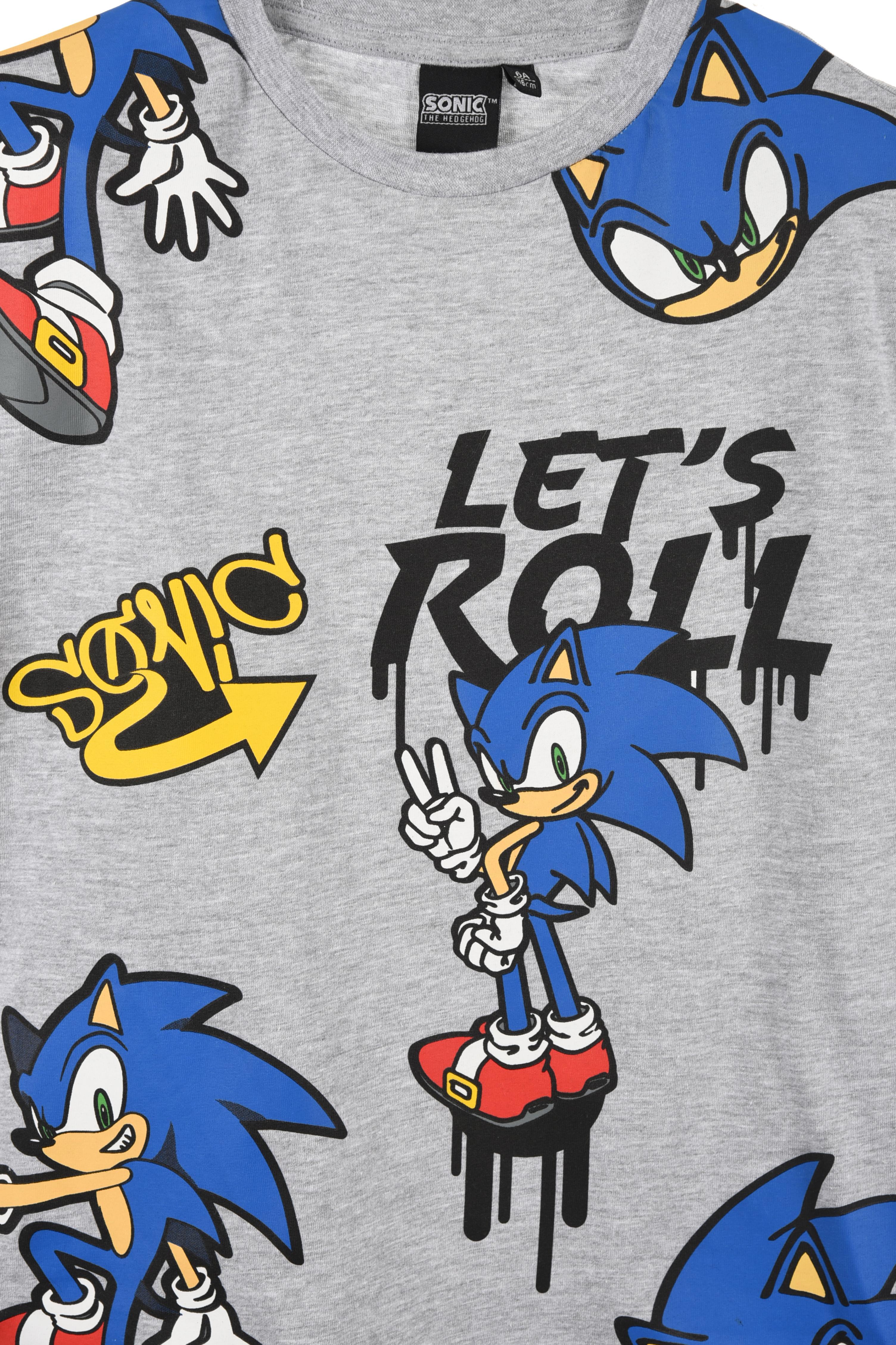 T-Shirt M.c. Sonic Maglietta Bambino 100% Cotone - Ex1164grigio