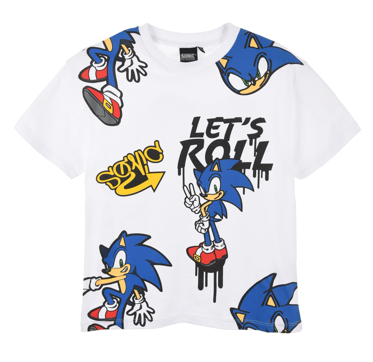 T-Shirt M.c. Sonic Maglietta Bambino 100% Cotone - Ex1164bianco