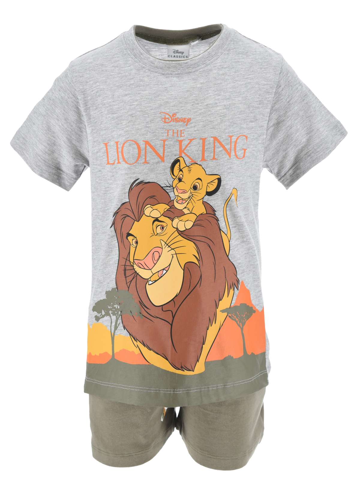 Completo Short + T-Shirt Simba DISNEY Bambino 100% Cotone - Ex1044grigio