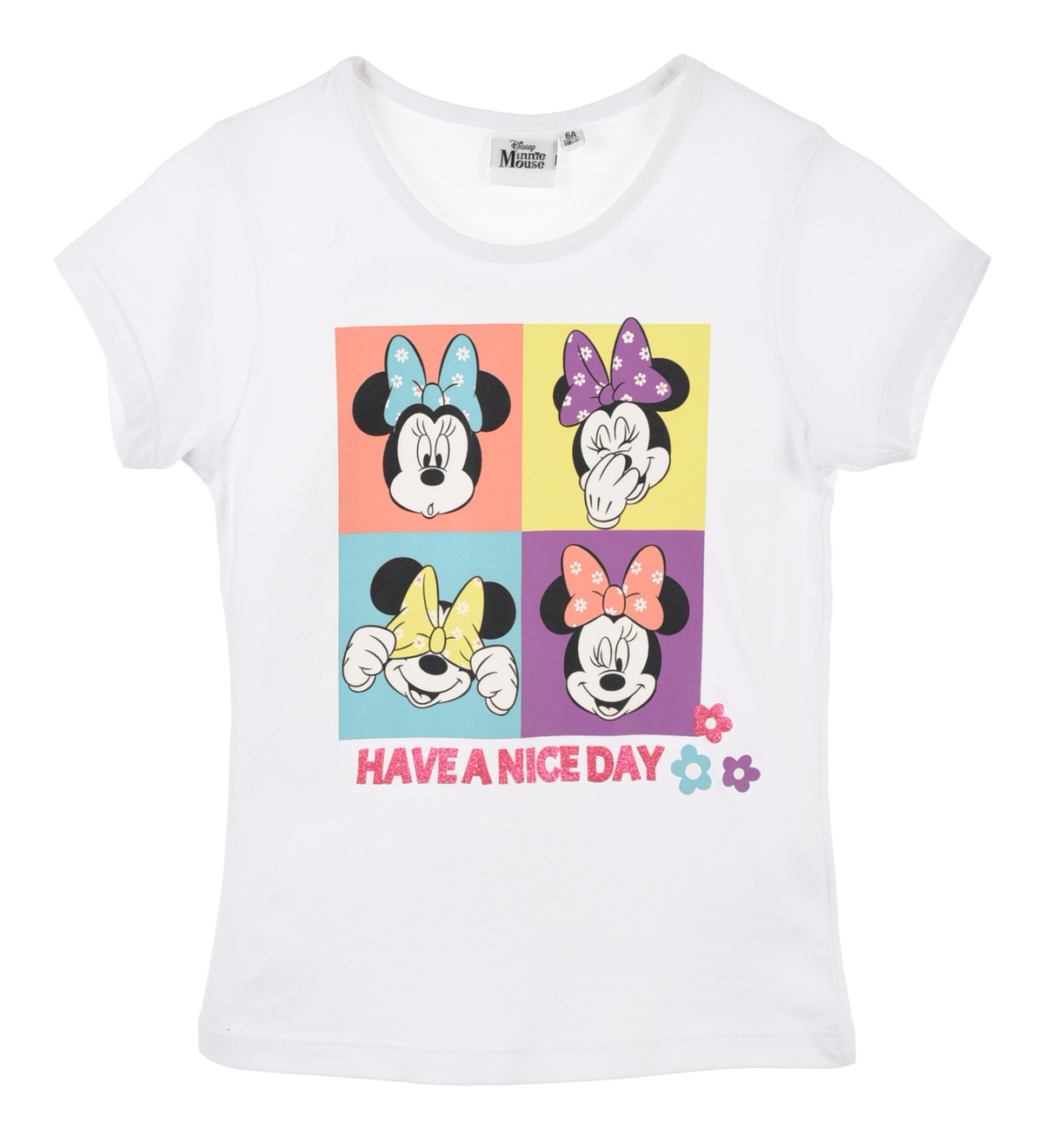 T-Shirt M.c. Minnie DISNEY Maglietta Bambino 100% Cotone - Ex1149bianco
