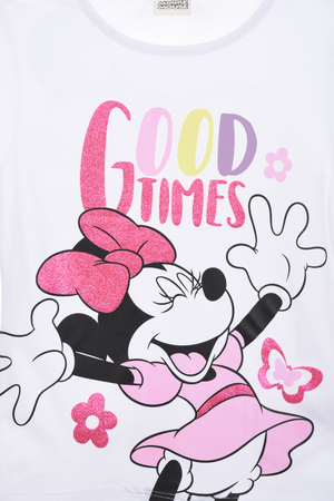 T-Shirt M.c. Minnie DISNEY Maglietta Bambino 100% Cotone - Ex1145.biobianco
