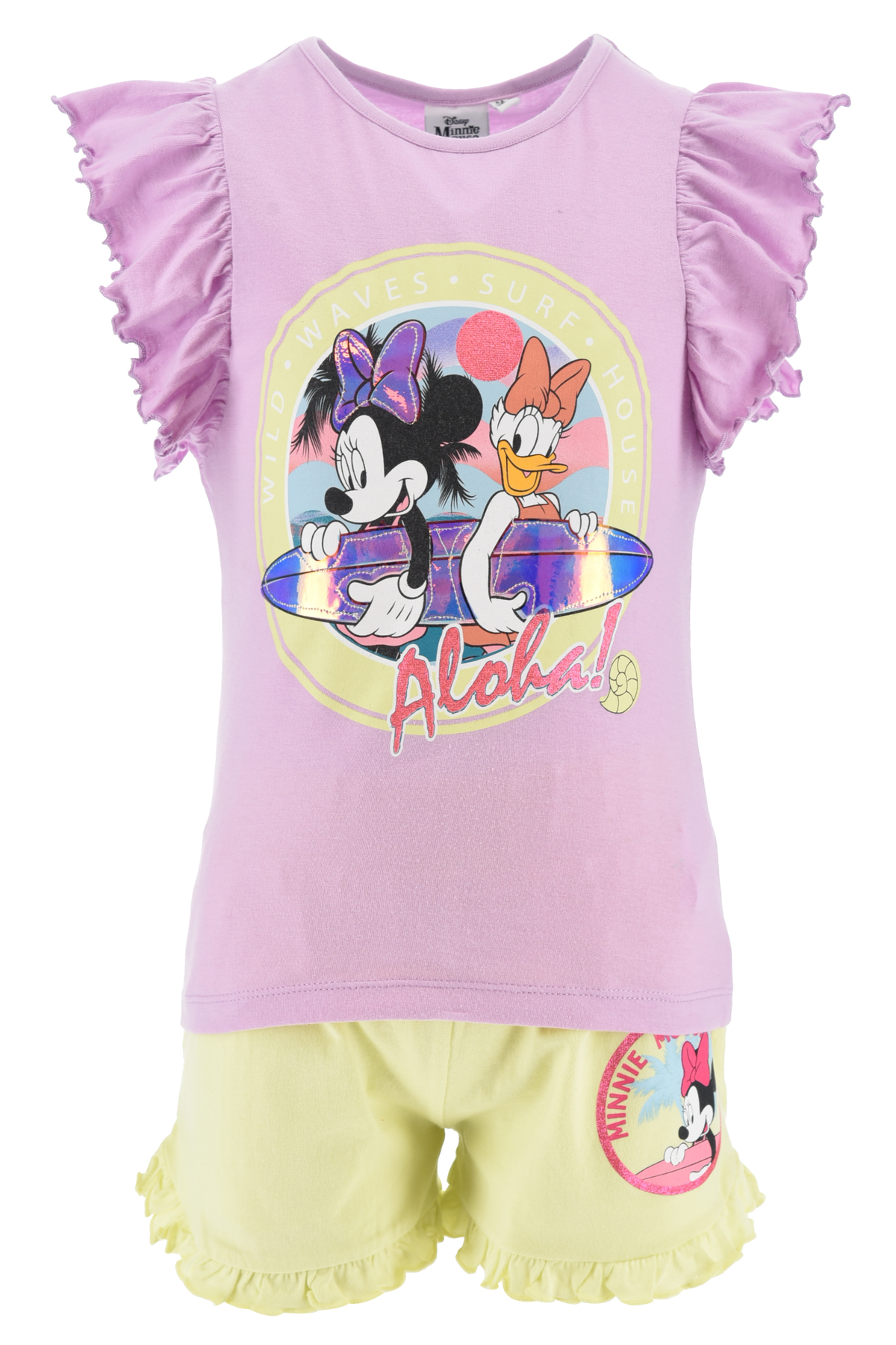 Completo Short + T-Shirt Minnie DISNEY Bambino 100% Cotone - Ex1060lilla
