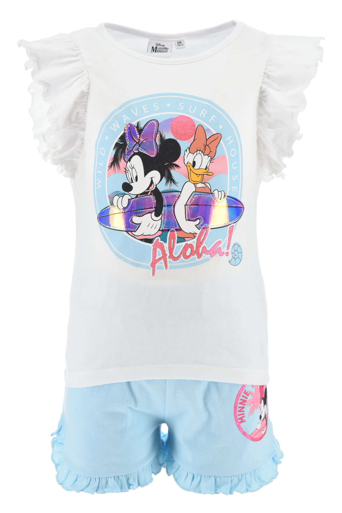 Completo Short + T-Shirt Minnie DISNEY Bambino 100% Cotone - Ex1060bianco