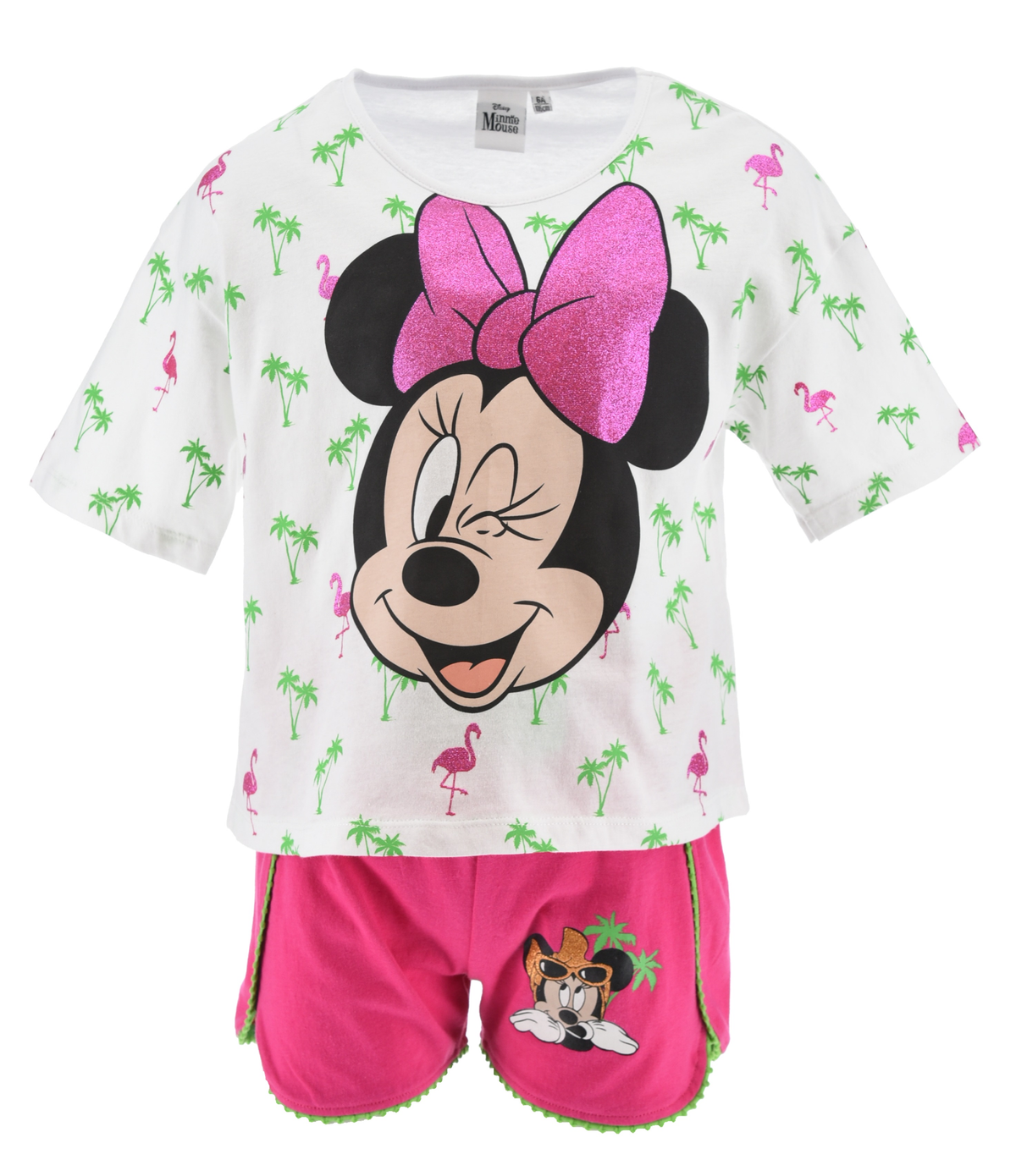 Completo Short + T-Shirt Minnie DISNEY Bambino 100% Cotone - Ex1061fuxia