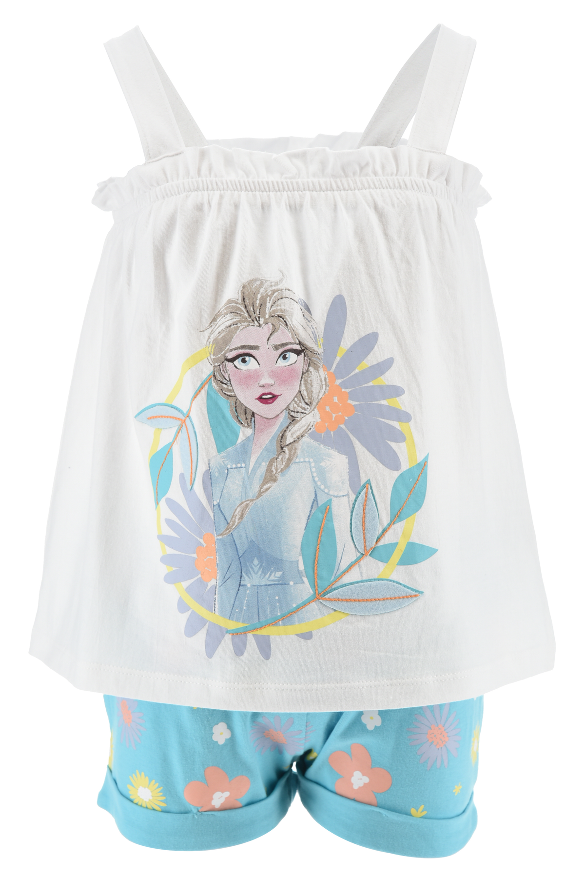 Completo Short + Canotta Frozen DISNEY Bambino 100% Cotone - Ex1074bianco