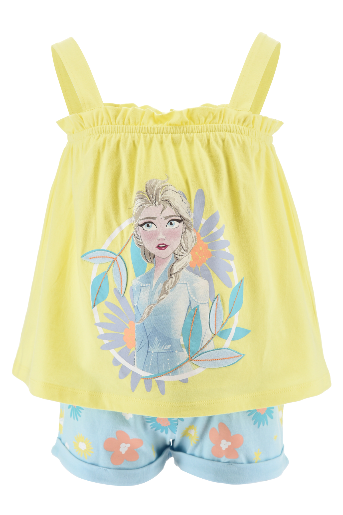 Completo Short + Canotta Frozen DISNEY Bambino 100% Cotone - Ex1074giallo