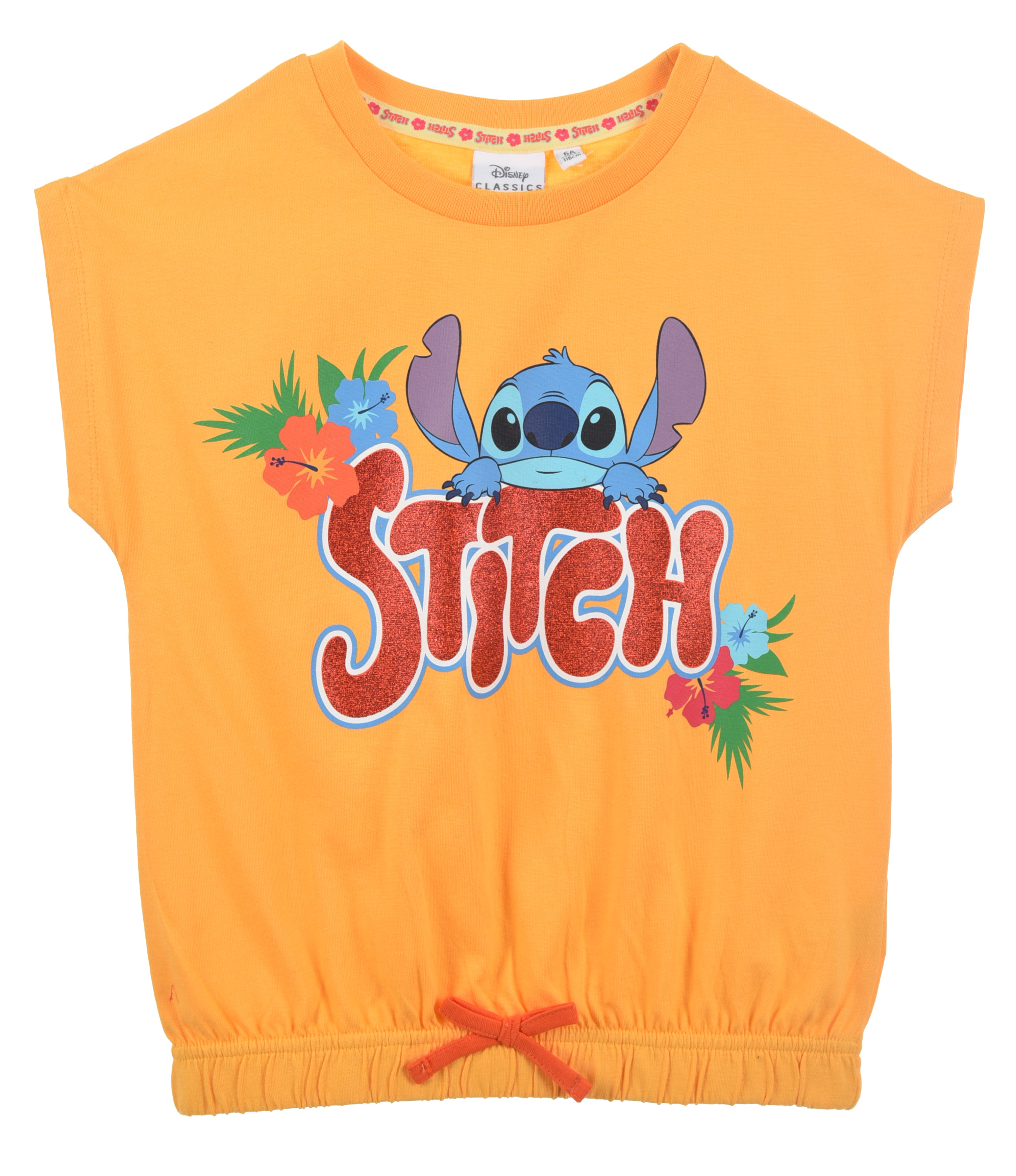 T-Shirt M.c. Stitch DISNEY Maglietta Corta Bambino 100% Cotone - Ex1202arancio