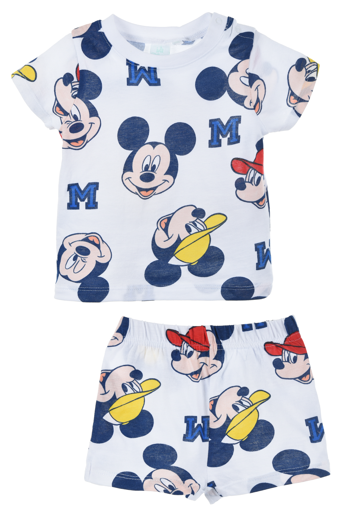 Completo Short + T-Shirt Topolino DISNEY Neonato 100% Cotone - Ex0331bianco