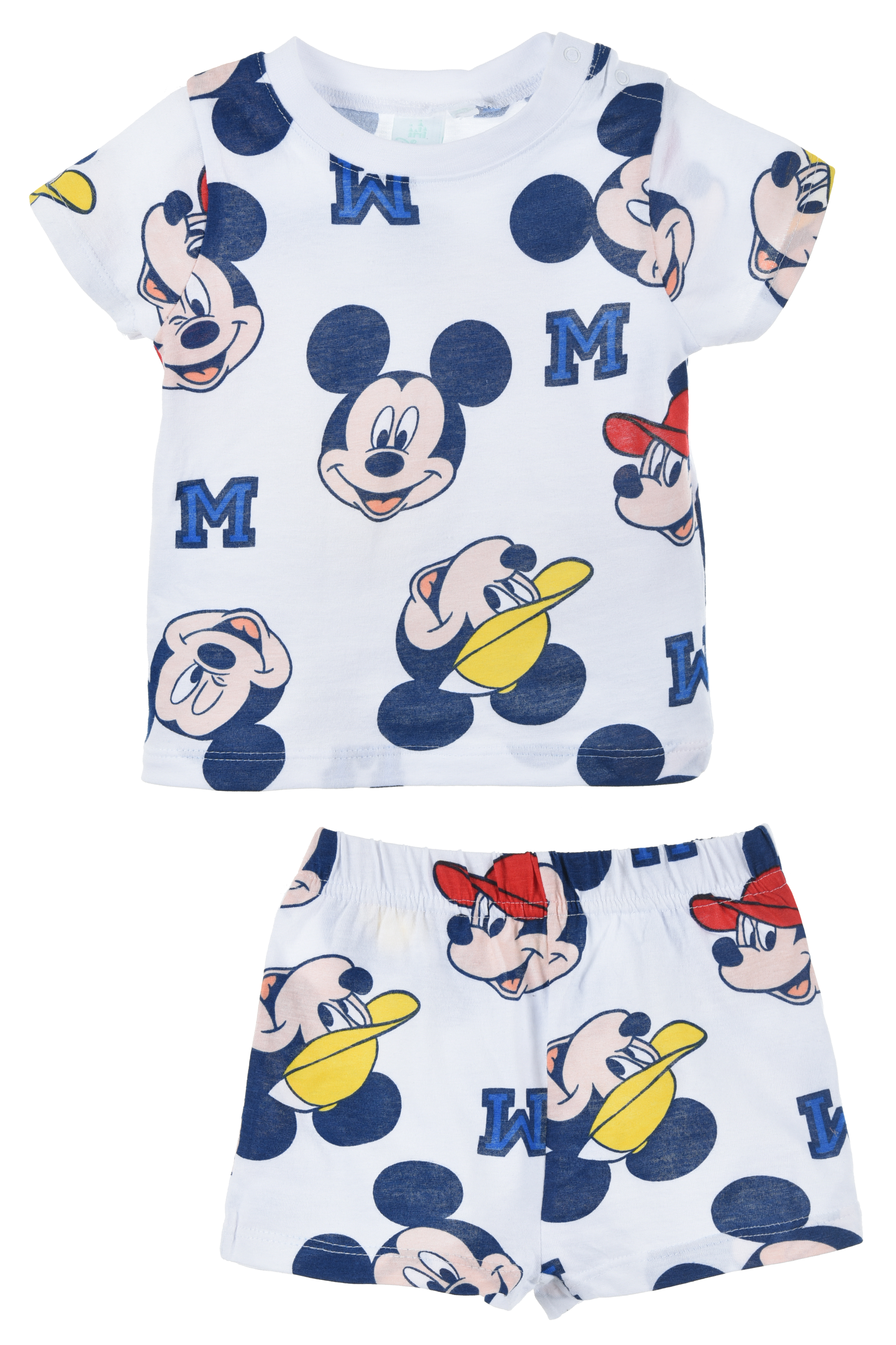 Completo Short + T-Shirt Topolino DISNEY Neonato 100% Cotone - Ex0331bianco