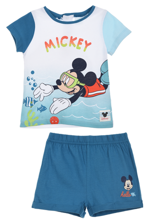 Completo Short + T-Shirt Topolino DISNEY Neonato 100% Cotone - Ex0032blu